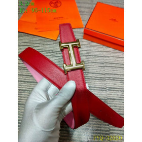 Hermes Reversible belt leather strap 32 mm with H-shaped diamond gold buckle in pink and red