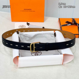 Hermes Romain 35 openwork full grain leather belt leather strap 35 mm with gold buckle in black