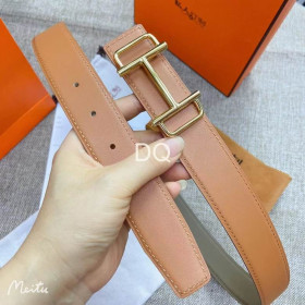 Hermes Royal belt gold buckle & Reversible leather strap 32 mm in brown and brown-green