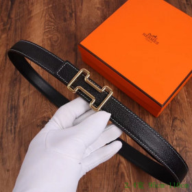 Hermes Tonight Color belt gold buckle & Reversible leather strap 24 mm in black