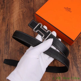 Hermes Tonight Color belt silver buckle & Reversible leather strap 24 mm in black