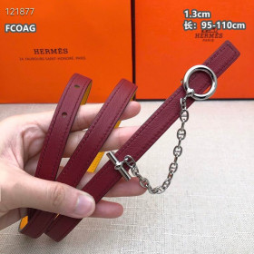 Hermes Carrousel Belt Buckle & Reversible Leather Strap 13 mm With Silver Buckle in Yellow/Burgundy