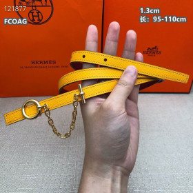 Hermes Carrousel Belt Buckle & Reversible Leather Strap 13 mm With Gold Buckle in Yellow/Burgundy