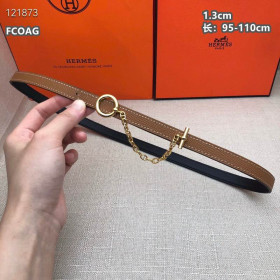 Hermes Carrousel Belt Buckle & Reversible Leather Strap 13 mm With Gold Buckle in Brown/Black