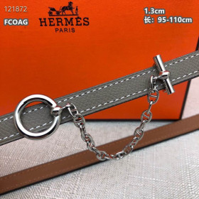 Hermes Carrousel Belt Buckle & Reversible Leather Strap 13 mm With Silver Buckle in Grey/Brown