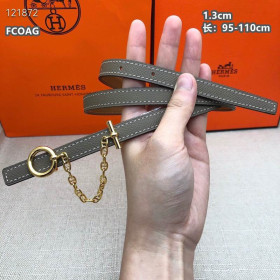 Hermes Carrousel Belt Buckle & Reversible Leather Strap 13 mm With Gold Buckle in Grey/Brown