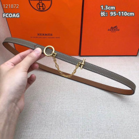 Hermes Carrousel Belt Buckle & Reversible Leather Strap 13 mm With Gold Buckle in Grey/Brown