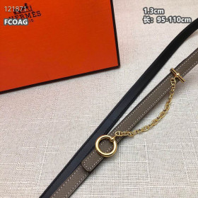 Hermes Carrousel Belt Buckle & Reversible Leather Strap 13 mm With Gold Buckle in Grey/Black