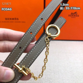 Hermes Carrousel Belt Buckle & Reversible Leather Strap 13 mm With Gold Buckle in Grey/Black