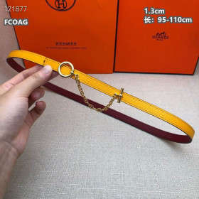 Hermes Carrousel Belt Buckle & Reversible Leather Strap 13 mm With Gold Buckle in Yellow/Burgundy