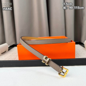 Hermes Pop H 15 Full Grain Leather Belt Leather Strap 15 mm With Gold Buckle in Grey/Brown
