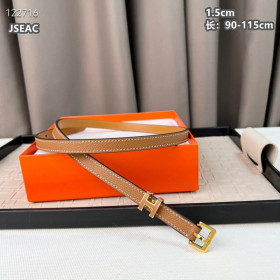 Hermes Pop H 15 Full Grain Leather Belt Leather Strap 15 mm With Gold Buckle in Brown