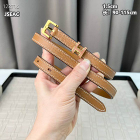 Hermes Pop H 15 Full Grain Leather Belt Leather Strap 15 mm With Gold Buckle in Brown