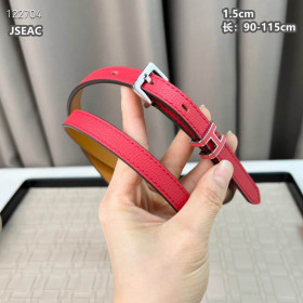 Hermes Pop H 15 Full Grain Leather Belt Leather Strap 15 mm With Silver Buckle in Red/Brown