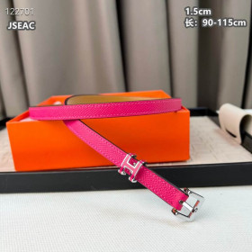 Hermes Pop H 15 Full Grain Leather Belt Leather Strap 15 mm With Silver Buckle in Pink/Brown