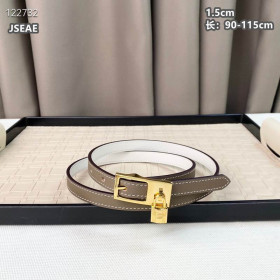 Hermes Lucky Duo 15 Reversible Full Grain Leather Belt Leather Strap 15 mm With Gold Rhinestone Buckle in Grey/White