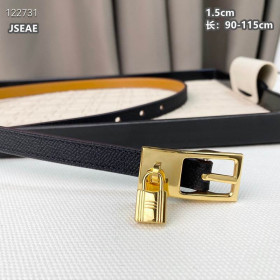 Hermes Lucky Duo 15 Reversible Full Grain Leather Belt Leather Strap 15 mm With Gold Rhinestone Buckle in Black/Brown