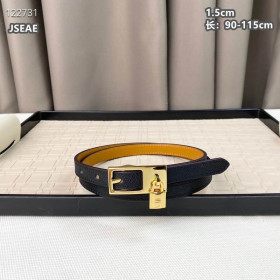 Hermes Lucky Duo 15 Reversible Full Grain Leather Belt Leather Strap 15 mm With Gold Rhinestone Buckle in Black/Brown