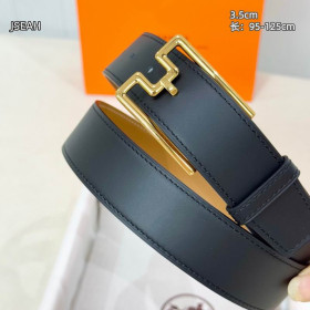Hermes buckle belt leather strap 35 mm and gold buckle in black