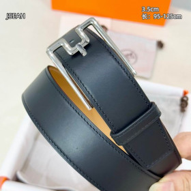 Hermes buckle belt leather strap 35 mm and silver buckle in black