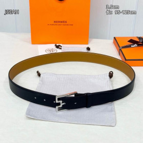 Hermes buckle belt leather strap 35 mm and silver buckle in black