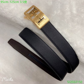 Hermes full grain leather belt leather strap 35 mm with gold square automatic buckle in black and brown