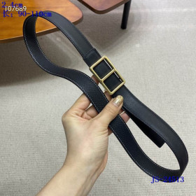 Hermes leather strap 24 mm belts with gold square buckle in black