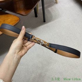 Hermes silver buckle belt with leather strap 24 mm in black and brown