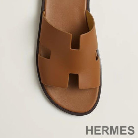 Hermes Izmir Slides Men Calfskin Brown