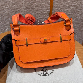 Hermes 24/24 Mini 21 Evercolor And Swift Gris Meyer (0L) Palladium Hardware Orange