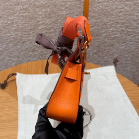 Hermes 24/24 Mini 21 Evercolor And Swift Gris Meyer (0L) Palladium Hardware Orange