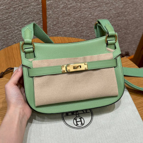 Hermes 24/24 Mini 21 Evercolor And Swift Gris Asphalte (M8) Palladium Hardware Green