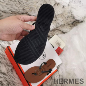 Hermes Kala Nera Slides Women Rubber Brown
