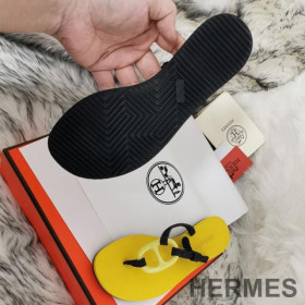 Hermes Kala Nera Slides Women Rubber Yellow