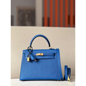 Hermes Kelly 25 Togo Mushroom(0T) Gold Hardware Dark Blue