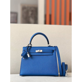 Hermes Kelly 25 Togo Rose Confetti (1Q) Palladium Hardware Dark Blue