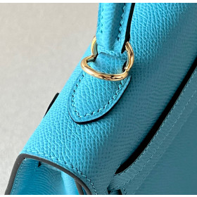 Hermes Kelly 28 Epsom Etoupe(18) Palladium Hardware Blue