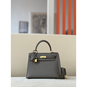 Hermes Kelly 28 Togo Etain(8F) Gold Hardware Dark Brown