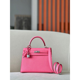 Hermes Kelly 25 Epsom Chai (0M) Palladium Hardware Pink