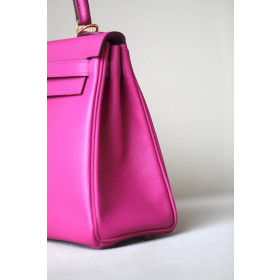 Hermes Kelly 28 Epsom Lime(9R) Palladium Hardware Rose Purple