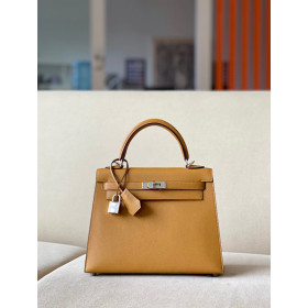 Hermes Kelly 25 Epsom Rose Jeipur (T5) Gold Hardware Brown