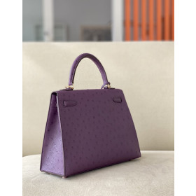 Hermes Kelly 25 Epsom Sesame (2S) Palladium Hardware Purple