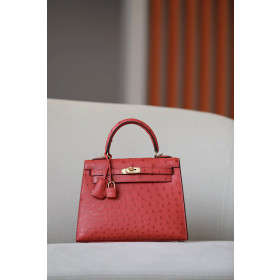 Hermes Kelly 25 Epsom Etain (8F) Palladium Hardware Red