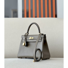 Hermes Kelly 25 Epsom Blue saphir (73) Gold Hardware Elephant Grey