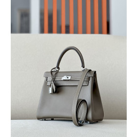 Hermes Kelly 25 Epsom Bougainvller (A5) Gold Hardware Elephant Grey