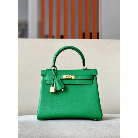 Hermes Kelly 25 Epsom Nata (I2) Palladium Hardware Green