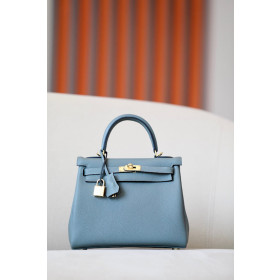 Hermes Kelly 25 Togo Vert Criquet (3I) Palladium Hardware Blue