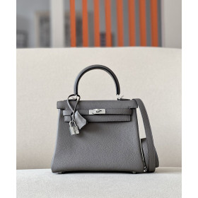 Hermes Kelly 25 Epsom New Jean (D2) Palladium Hardware Dark Grey