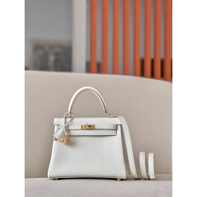 Hermes Kelly 28 Togo Craie (10) Gold Hardware White