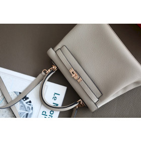 Hermes Kelly 25 Epsom Rose Pourpre (L3) Palladium Hardware Dark Beige